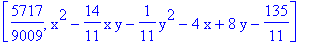 [5717/9009, x^2-14/11*x*y-1/11*y^2-4*x+8*y-135/11]